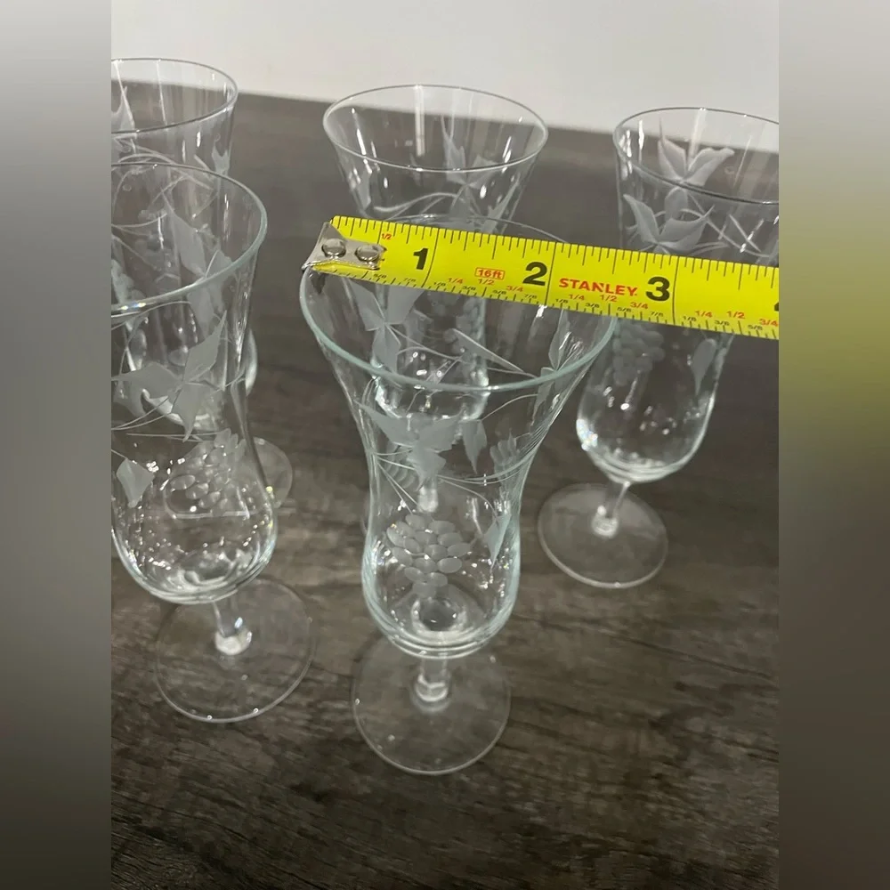 Sonora Parfait By Coloby Vintage Set Of 6 Etched Glass Wine Set